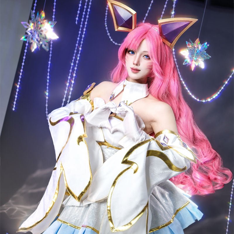 League of Legends Prestige Perfume Golden Spatula Gem Ahri Cosplay Costume And Wig Full Set - lemailwigs