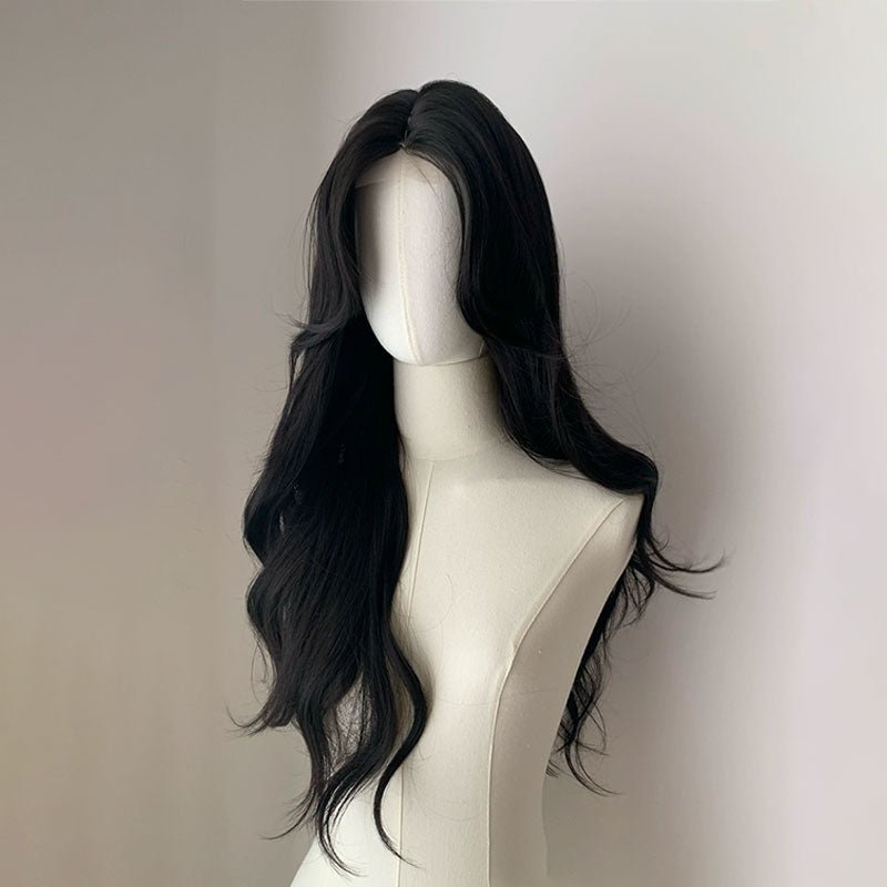 Lemailwig Black Brown Long Curly Front Lace Wig - lemailwigs