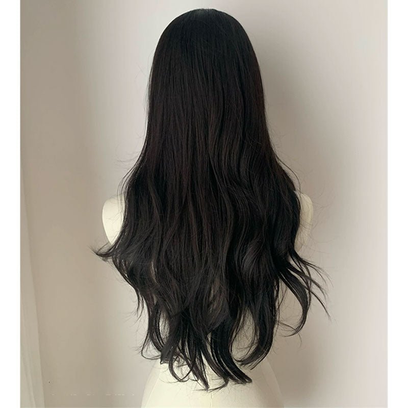 Lemailwig Black Brown Long Curly Front Lace Wig - lemailwigs