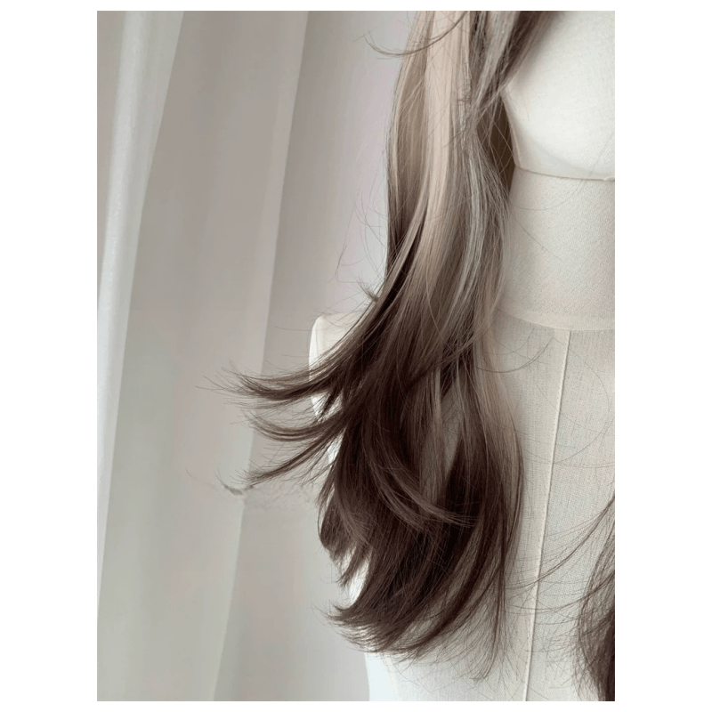 Lemailwig Brown Mix White Gradient 50cm Font Lace Wig - lemailwigs