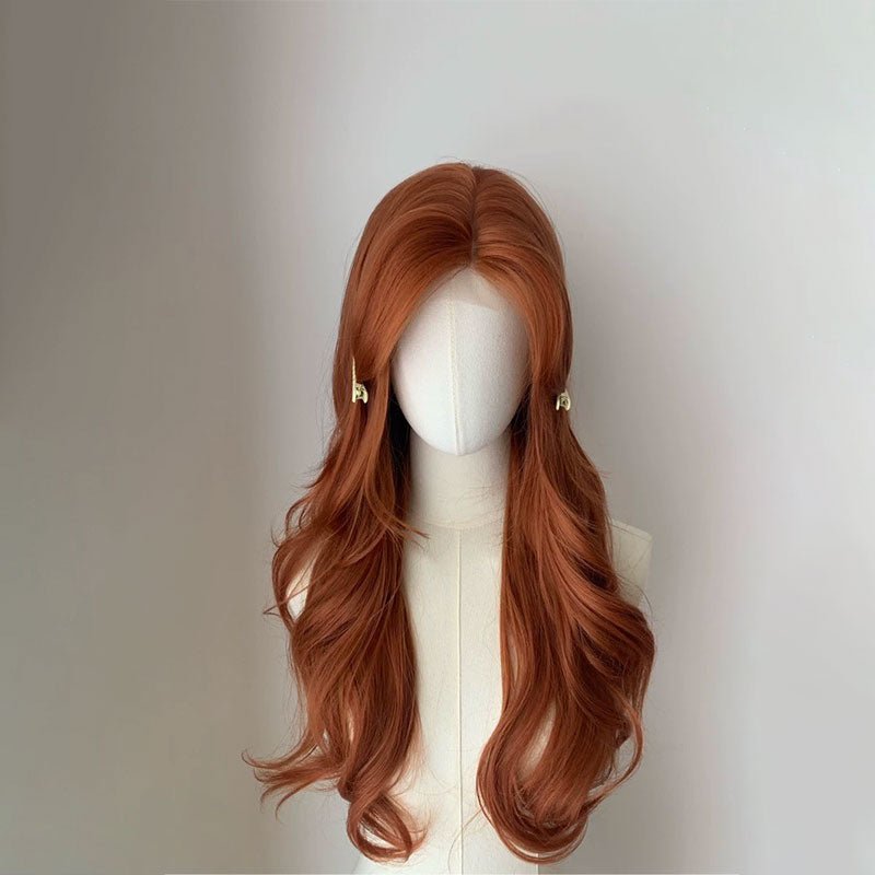 Lemailwig Orange Long Curly Front Lace Wig - lemailwigs
