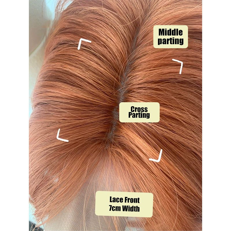 Lemailwig Orange Long Curly Front Lace Wig - lemailwigs