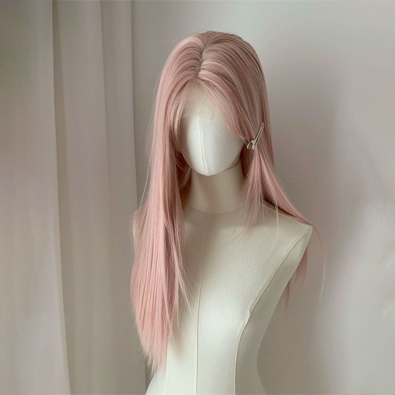 Lemailwig Pink Long Straight Front Lace Wig - lemailwigs