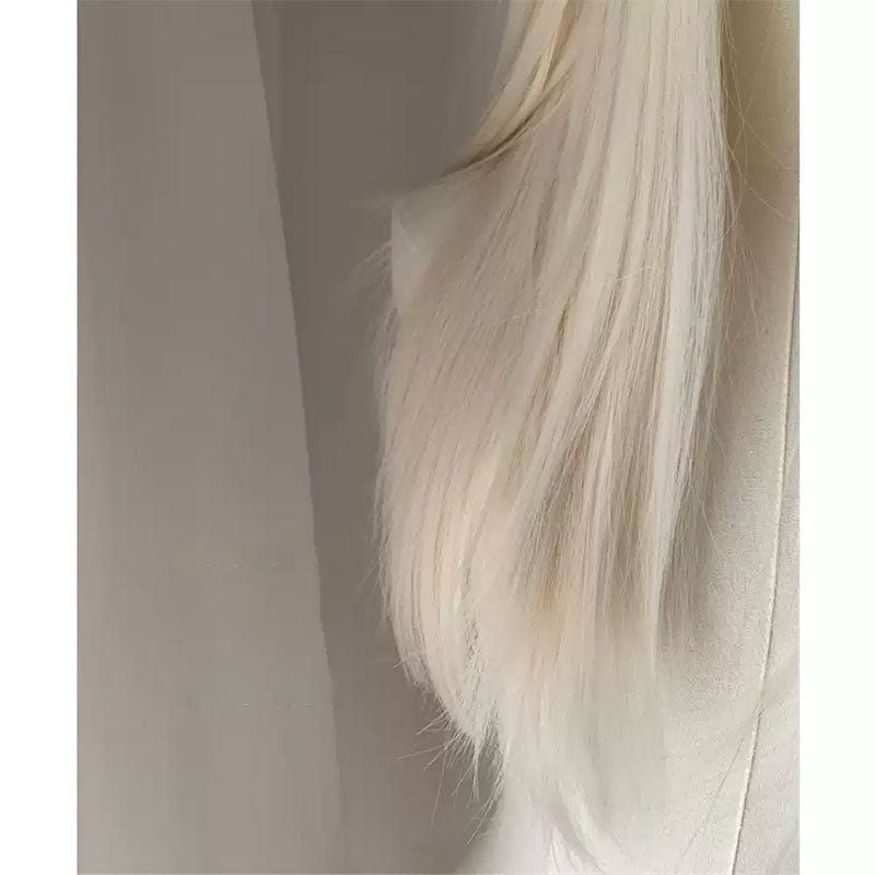 Lemailwig Platinum Blonde Long Straight Front Lace Wig - lemailwigs