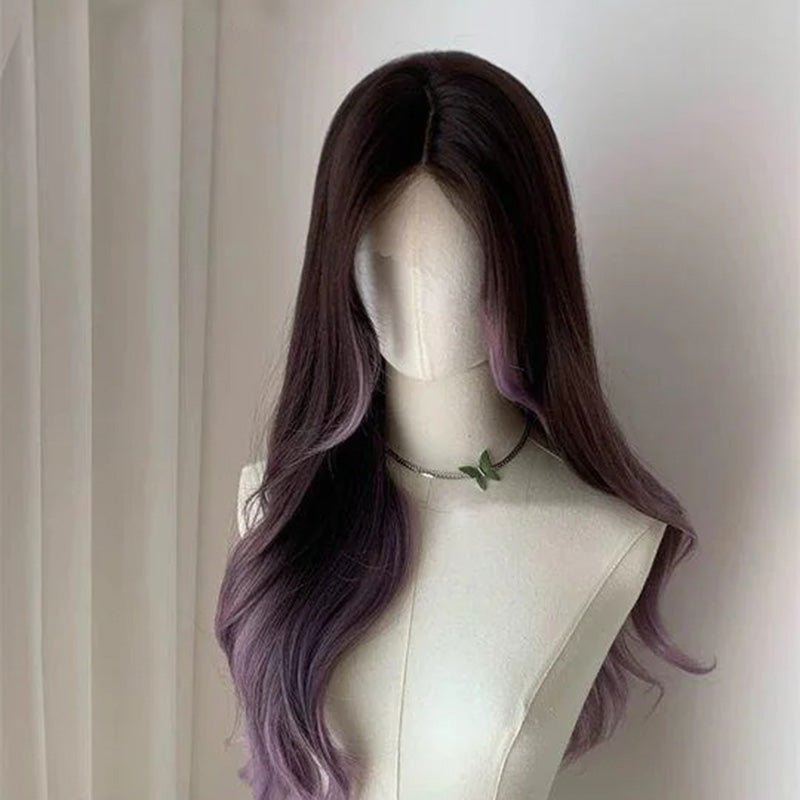 Lemailwig Purple Ombre Curly Long Lace Front 65cm Wig - lemailwigs