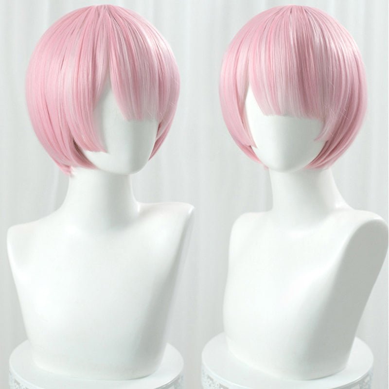 Lemailwig Re Zero Rem Ram Blue Pink Short Cosplay Wigs - lemailwigs