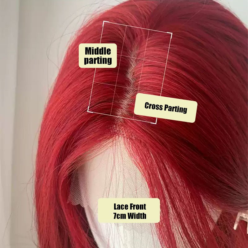 Lemailwig Red Long Straight Front Lace Wig - lemailwigs
