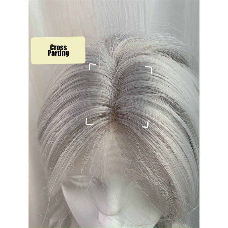 Lemailwig Sliver Grey White Cool Short Front Lace Wig - lemailwigs