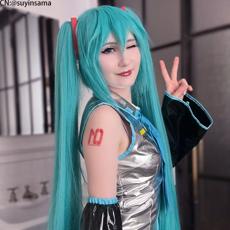 【48HR SHIP】Lemailwig Hatsune Miku Green Double Ponytail Blue 110cm Long Cosplay Wig - lemailwigs