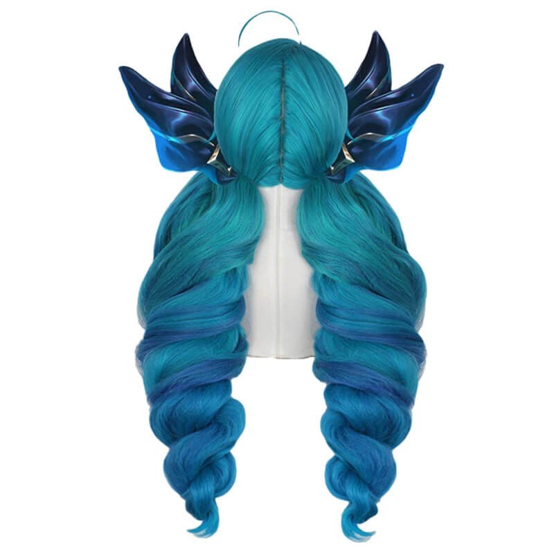 LOL Gwen Long Gradient Blue Ponytail Cosplay Wigs - lemailwigs
