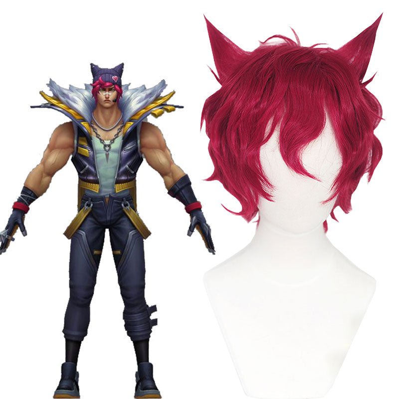 LOL Heartsteel Sett Wine Red Curly Cosplay Wig - lemailwigs