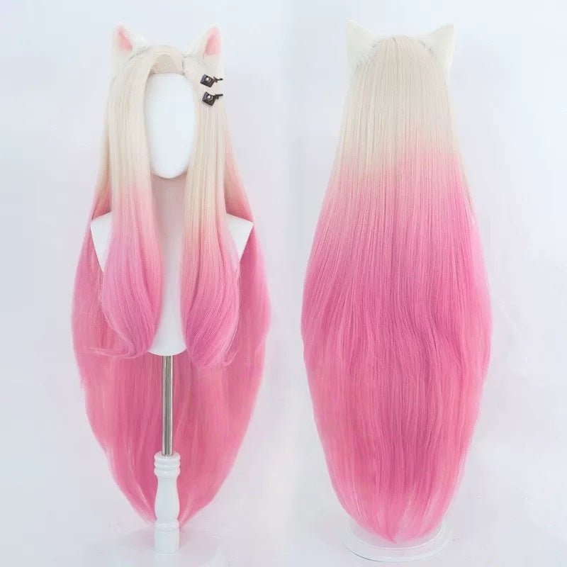 LOL KDA BADDEST Ahri Pink Gradient Cosplay Wig - lemailwigs