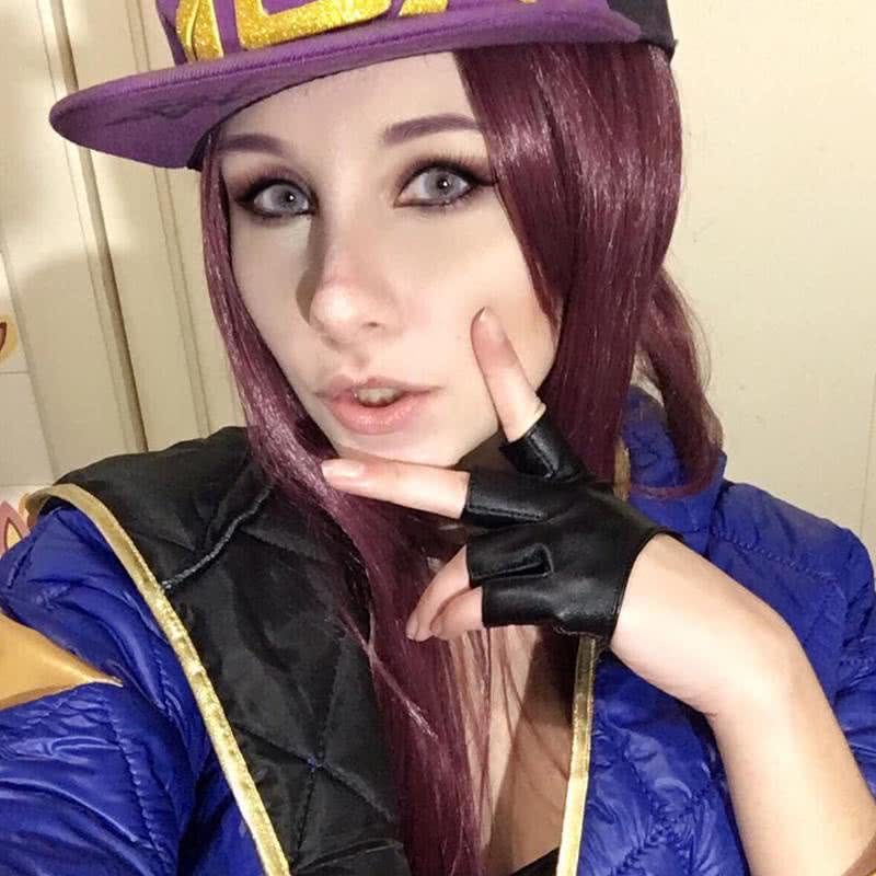 LOL KDA Skin Akali Long Purple Ponytail Cosplay Wigs - lemailwigs