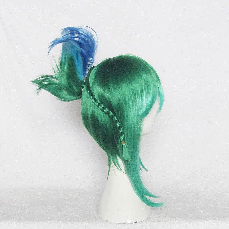 LOL Riven Green Mixed Blue Cosplay Wig - lemailwigs