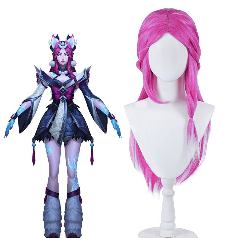 LOL Snow Moon Ahri Rose Red Gradient White Cosplay Wig - lemailwigs