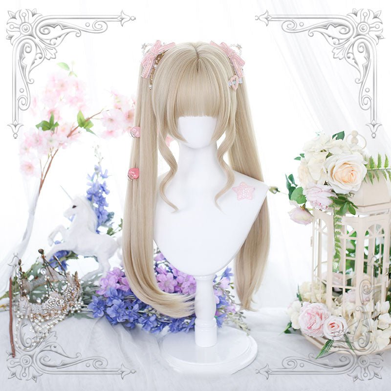 Lolita Blonde Double Tail Cosplay Wigs - lemailwigs