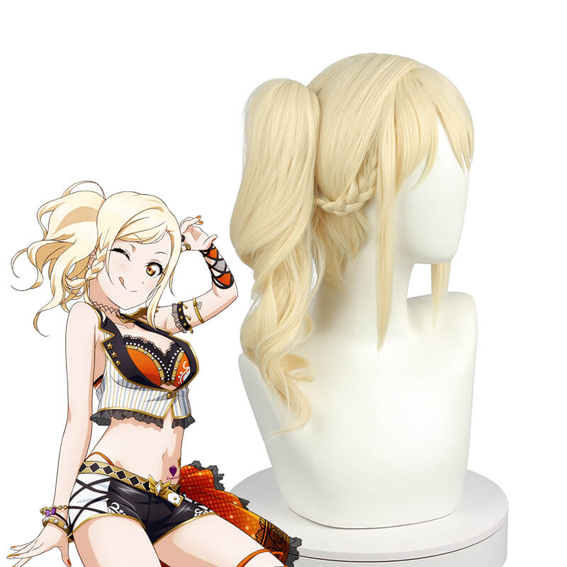 LoveLive Perfect Dream Project Miyashita Ai Curly Blonde Ponytail Cosplay Wigs - lemailwigs