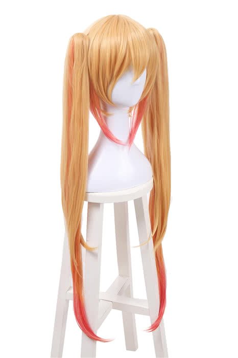 Miss Kobayashi's Dragon Maid Tohru Long Straight Blonde Mixed Pink Ponytail Cosplay Wigs - lemailwigs
