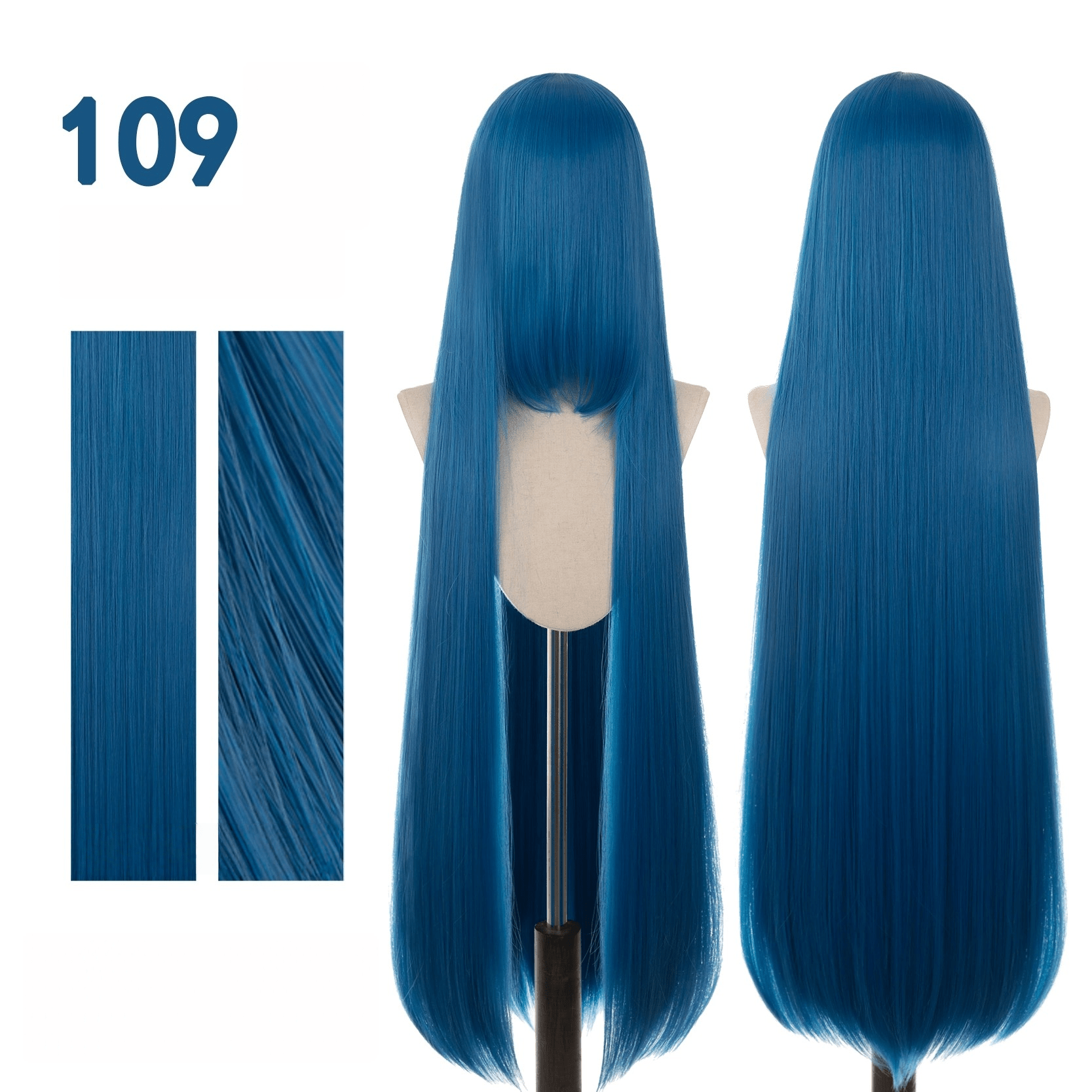 【More Volume】24 Colors Blue 100cm 32cm Basic Cosplay Wigs - lemailwigs