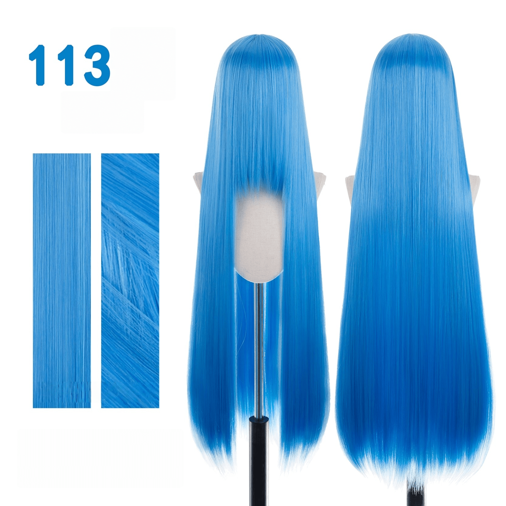 【More Volume】24 Colors Blue 100cm 32cm Basic Cosplay Wigs - lemailwigs