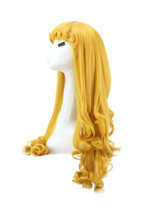 Movie Sleeping Beauty Aurora Cosplay Wigs Women Synthetic Yellow Long Curly Wigs - lemailwigs