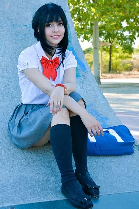 Movie Your Name Miyamizu Mitsuha Hair Wigs Braid Upstyle Black Straight Synthetic Cosplay Wigs - lemailwigs