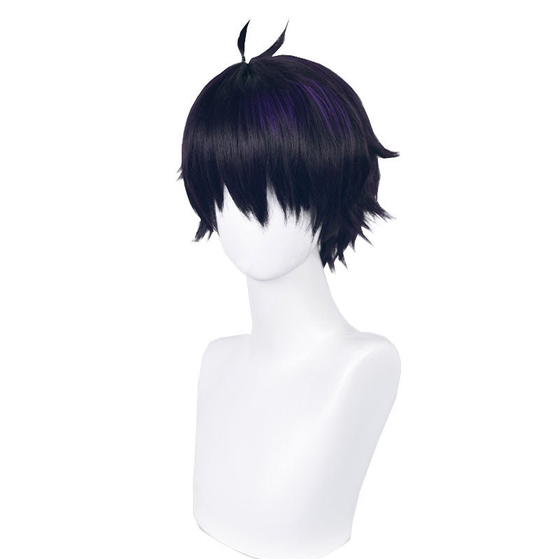Nijisanji Vtuber Ren Zotto Black Mixed Purple Cosplay Wigs - lemailwigs