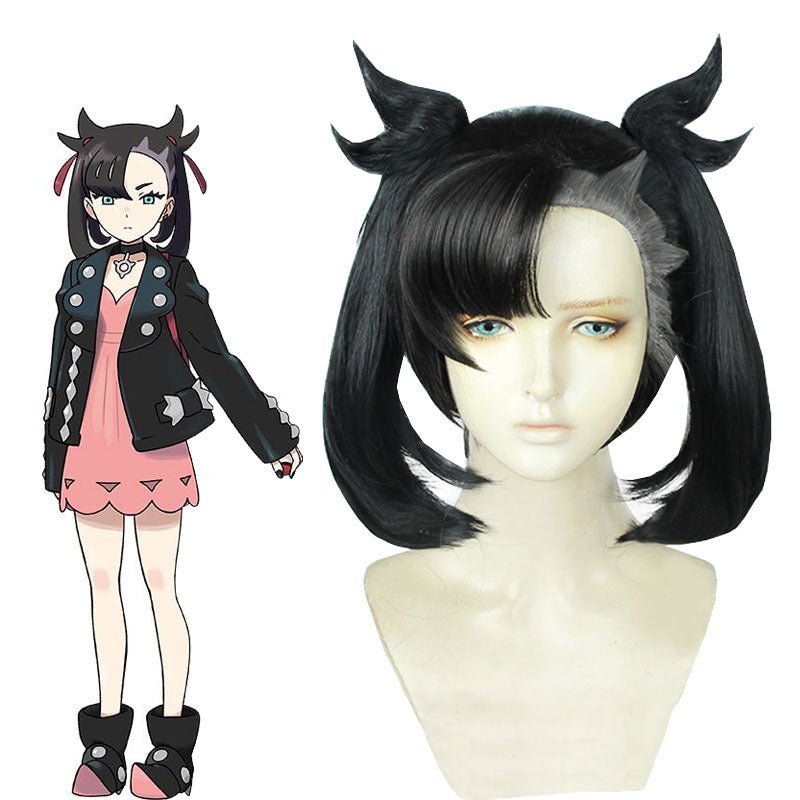 Pokemon Marnie Black Mixed Grey Cosplay Wig - lemailwigs