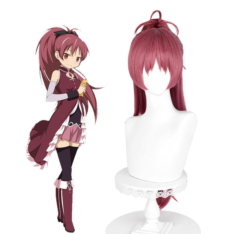 Puella Magi Madoka Magica Kyouko Sakura Wine Red Cosplay Wig - lemailwigs