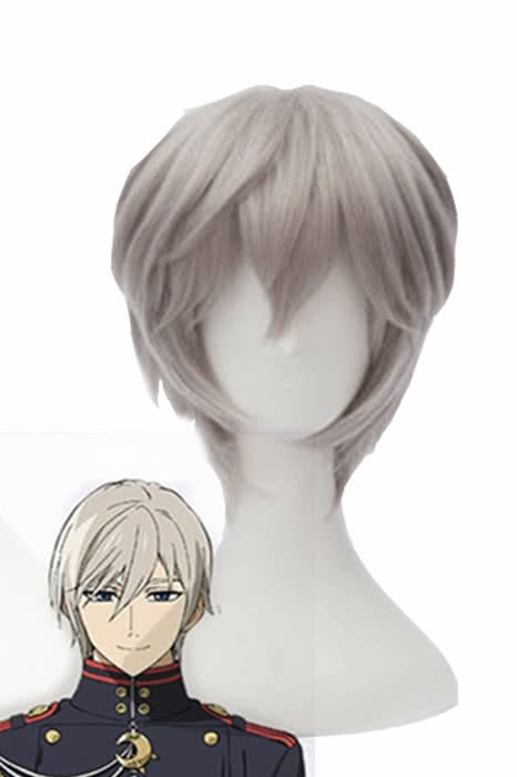 Seraph Of The End Sinya Hiirag Short Grey Synthetic Cosplay Wig - lemailwigs