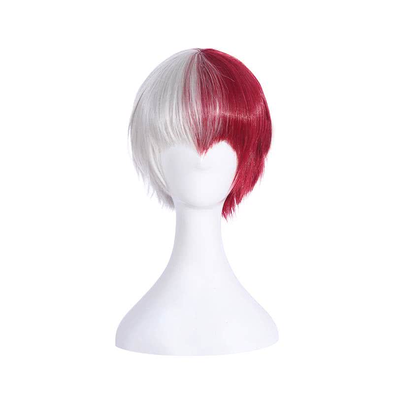 Shoto Todoroki White Mixed Red Men Cosplay Wigs - lemailwigs