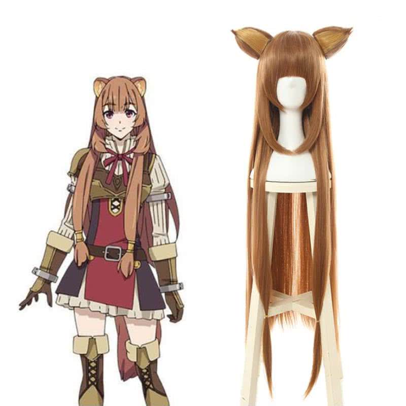 The Rising of the Shield Hero Raphtalia Long Straight Brown Cosplay Wigs With Ears - lemailwigs
