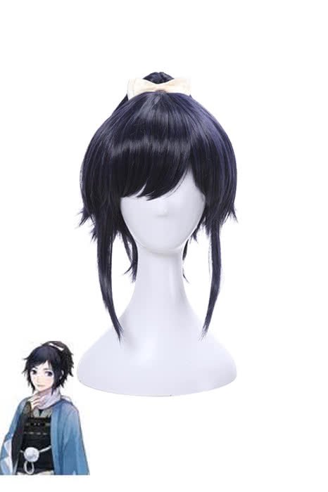 Touken Ranbu Online Yamatonokami Yasusada Blue mixed Black Men Cosplay Wigs - lemailwigs