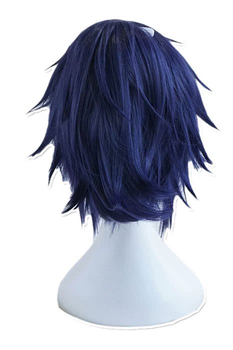 Touken Ranbu Yamato no kami Yasusada Dark Blue Purple Synthetic Hair Ponytail Medium Long Straight Cosplay Wigs - lemailwigs