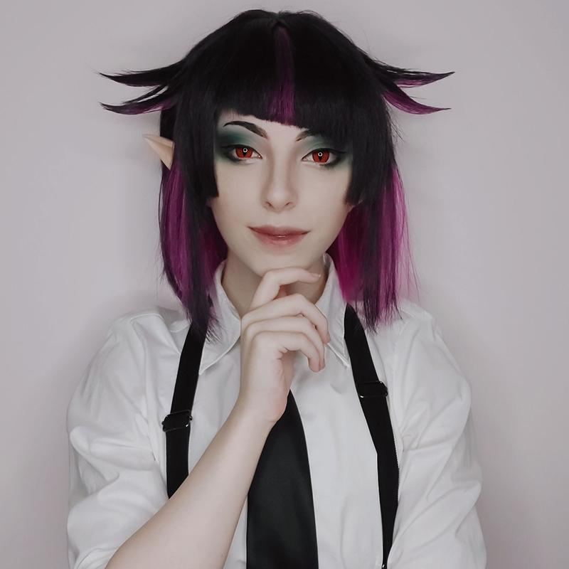 Twisted Wonderland Lilia Vanrouge Purple Mixed Black Cosplay Wigs - lemailwigs