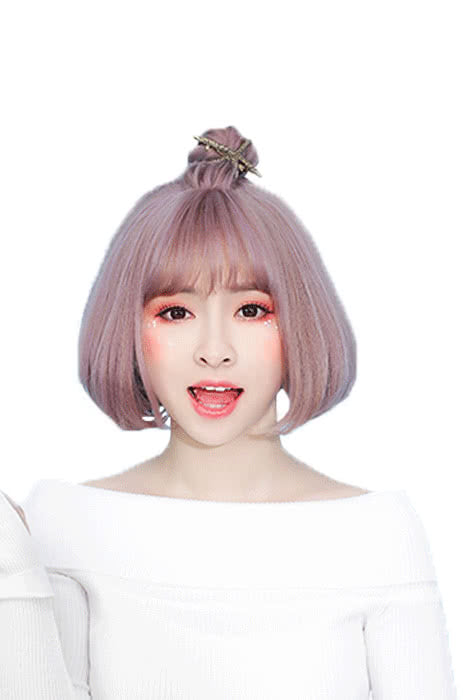 Women Fashion Hair Multi Color Bob Bobo Style Synthetic Fashion Wigs with Thin Air Bangs - lemailwigs
