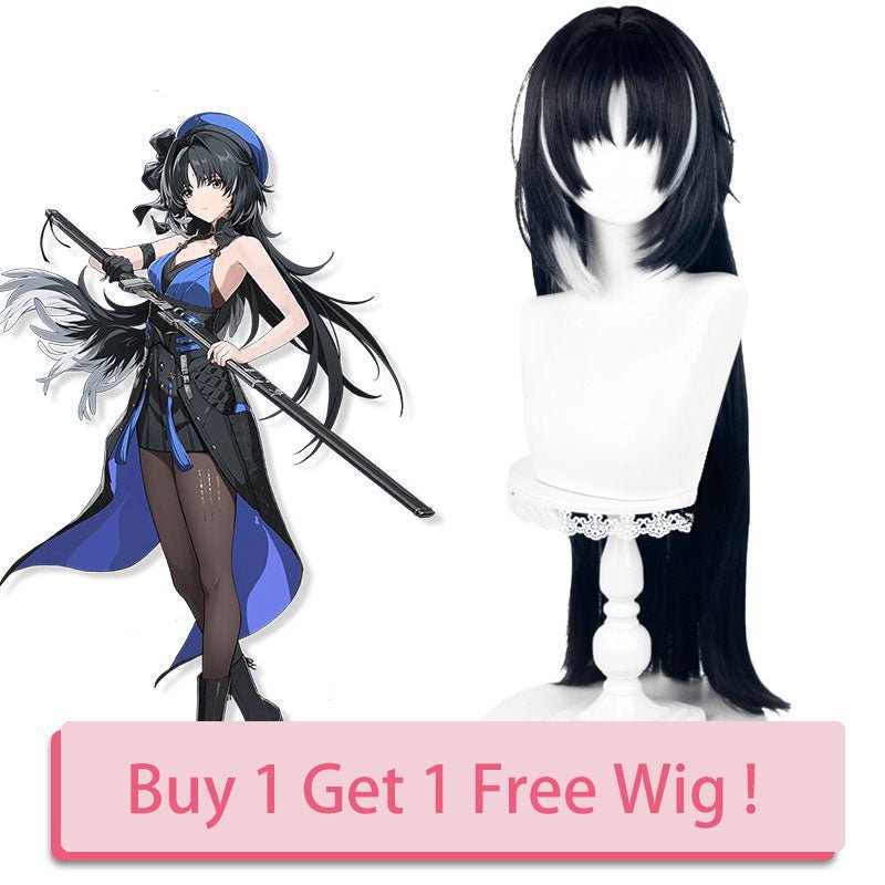 Wuthering Waves Yangyang Black mixed White Cosplay Wig - lemailwigs