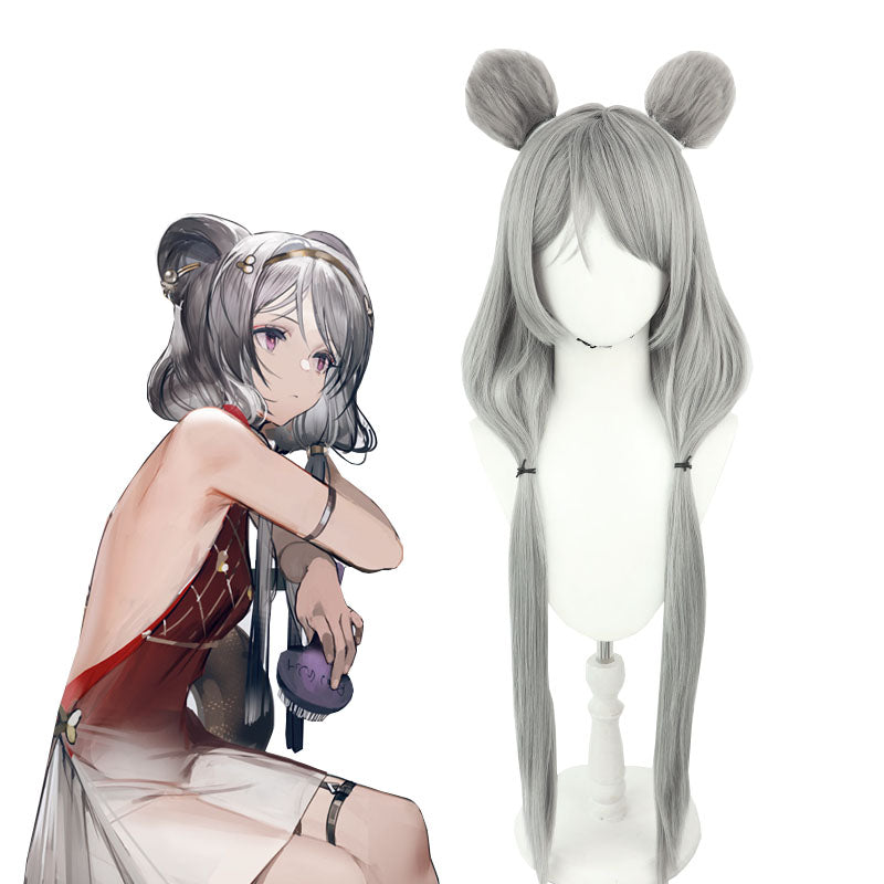 Arknights Lin Yühsia Long Grey Cosplay Wig