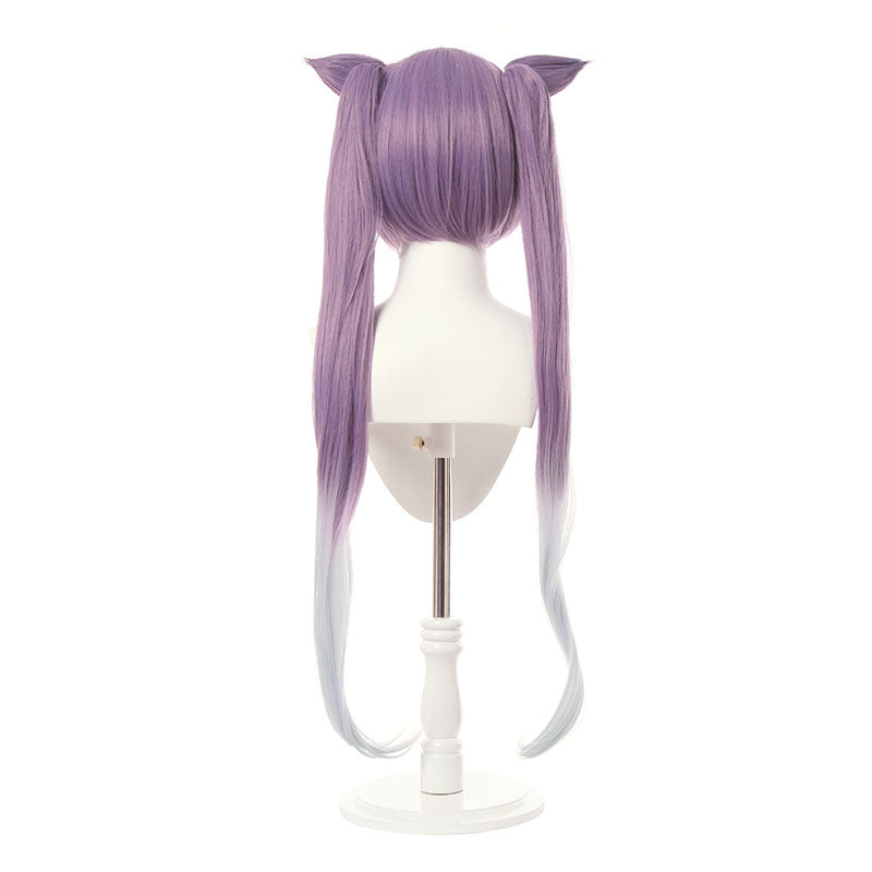 Game Genshin Impact Keqing Long Mixed Purple Ponytail Cosplay Wigs With Ears