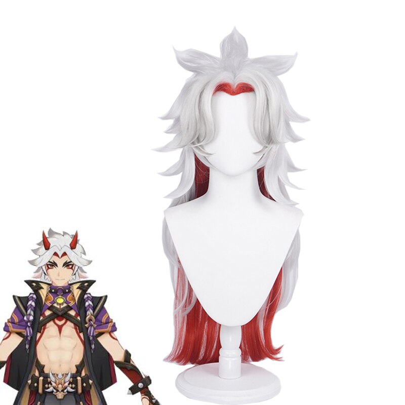 Lemailwig Genshin Impact Arataki Itto 80cm Long Straight Cosplay Wig