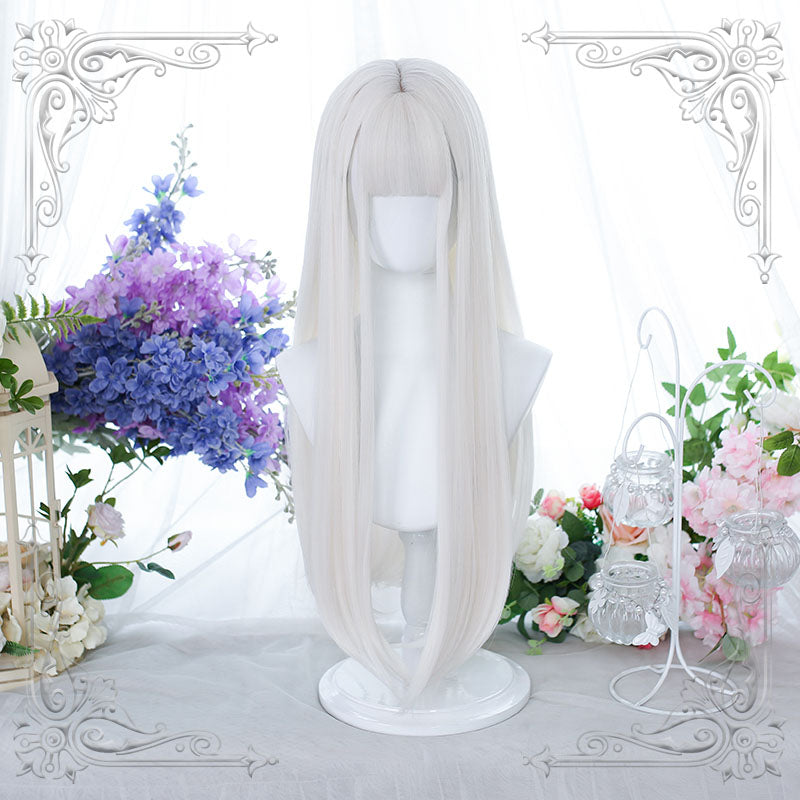 White Lolita White Long Straight Cosplay Wig