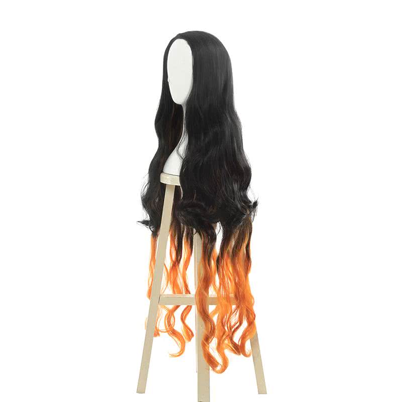 Demon Slayer Kamado Nezuko Long Curly Gradient Cosplay Wig