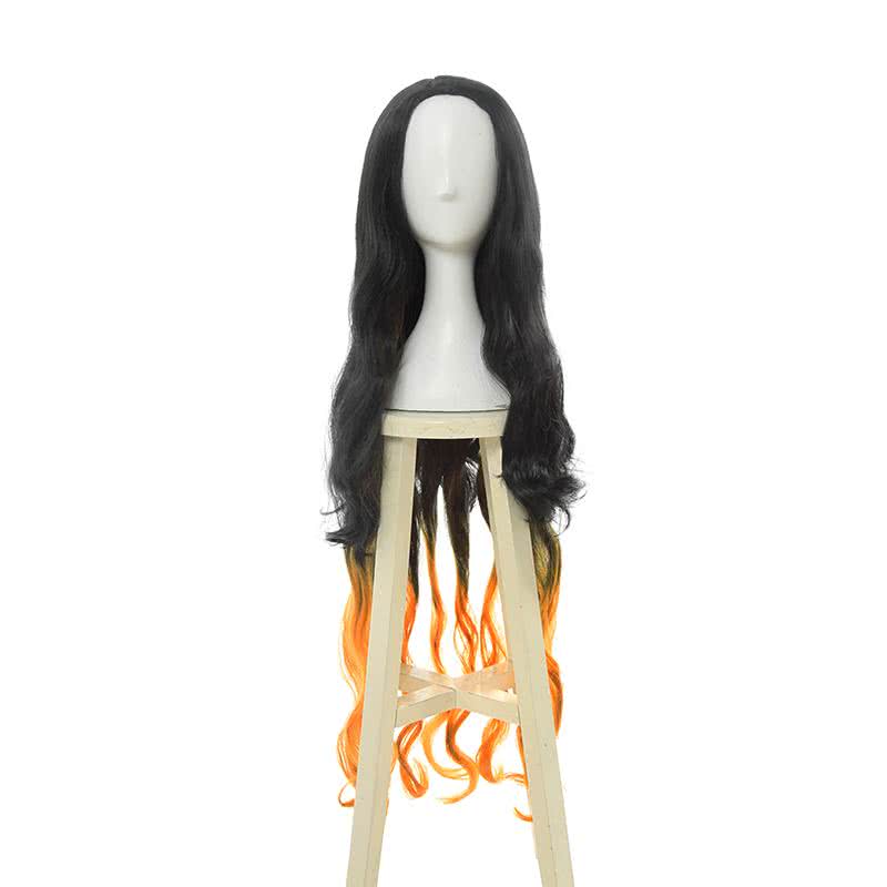 Demon Slayer Kamado Nezuko Long Curly Gradient Cosplay Wig