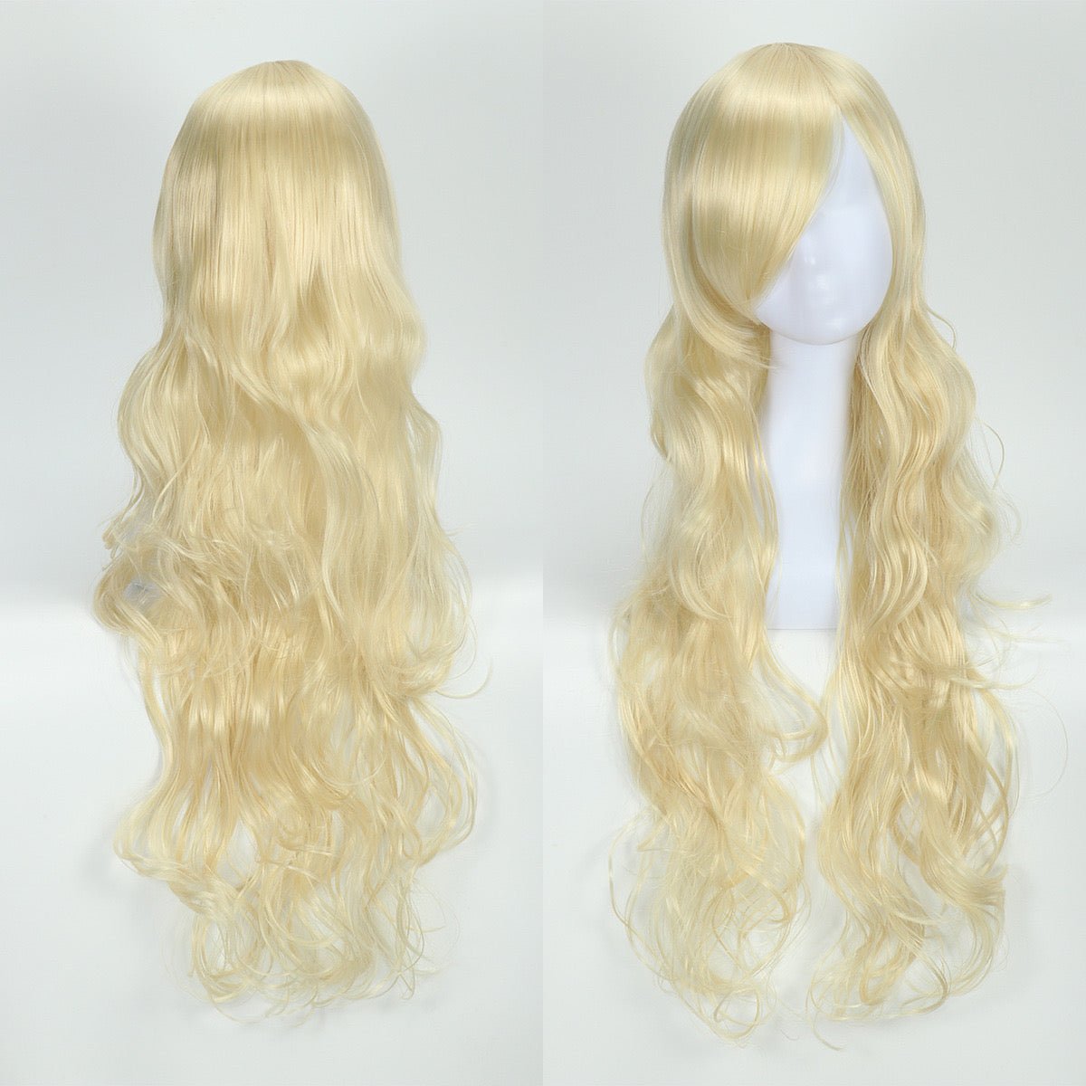 100cm Long Curly White Blonde Black Brown Cosplay Wigs CB64 - Blonde - lemailwigs