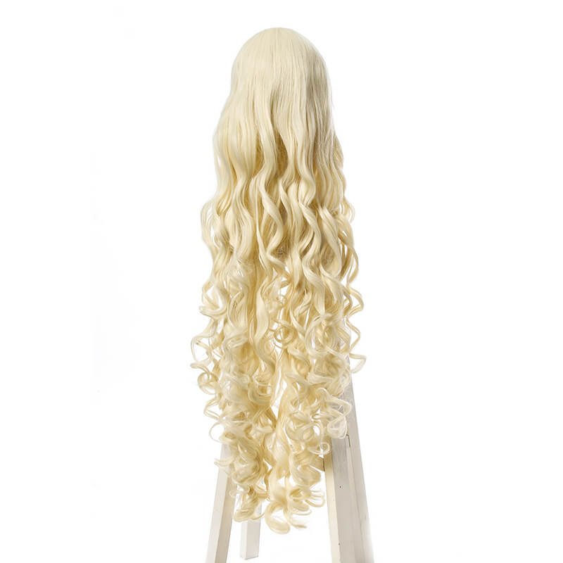 100cm Long Curly White Blonde Black Brown Cosplay Wigs CB64 - Blonde - lemailwigs