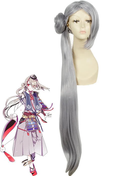 110cm Touken Ranbu Online Imanotsurugi Gray Purple Ponytail Cosplay Wigs - lemailwigs