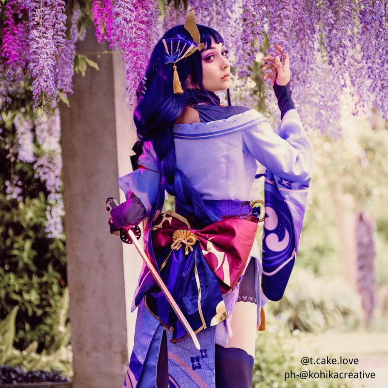 100cm Purple Genshin Impact Raiden Shogun Cosplay Wig lemailwig