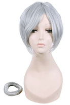 120cm Grey Fade Blue RWBY White Trailer Cos Wigs With Ponytail - lemailwigs