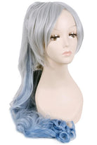 120cm Grey Fade Blue RWBY White Trailer Cos Wigs With Ponytail - lemailwigs