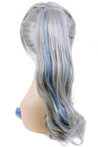 120cm Grey Fade Blue RWBY White Trailer Cos Wigs With Ponytail - lemailwigs